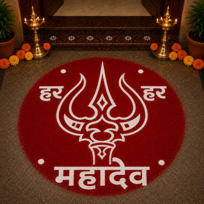 Rangly Hara Hara Mahadev Rangoli Design Stencil Wooden 10x10 Inches Pack of 1 piece