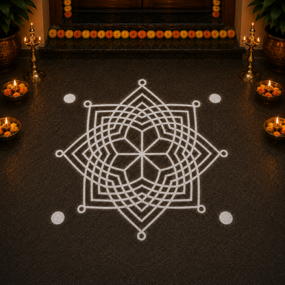 Rangly Hrudaya Kamala Kolam Rangoli Stencil Wooden,  5 × 5 Inches Pack of 1 Piece
