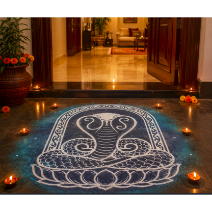 Naga Yantra rangoli Model 4  wooden Stencil - Symbol of Protection and Cosmic Energy