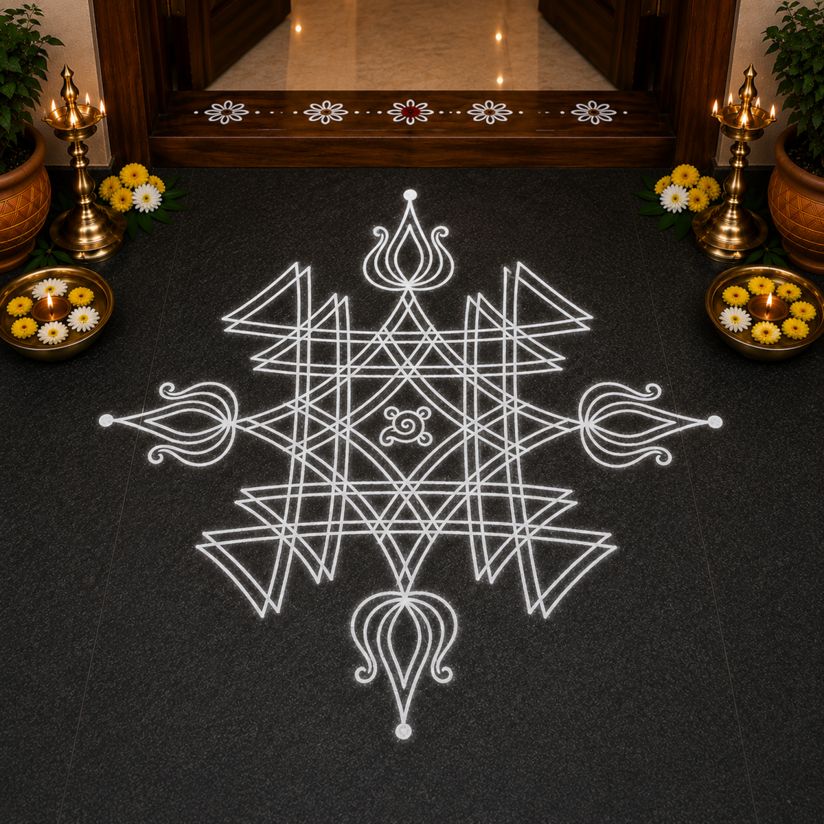Rangly  Iyengar Padi Kolam Rangoli Stencil  10×10 Inches Pack of 1 piece