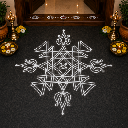 Rangly  Iyengar Padi Kolam Rangoli Stencil  10×10 Inches Pack of 1 piece