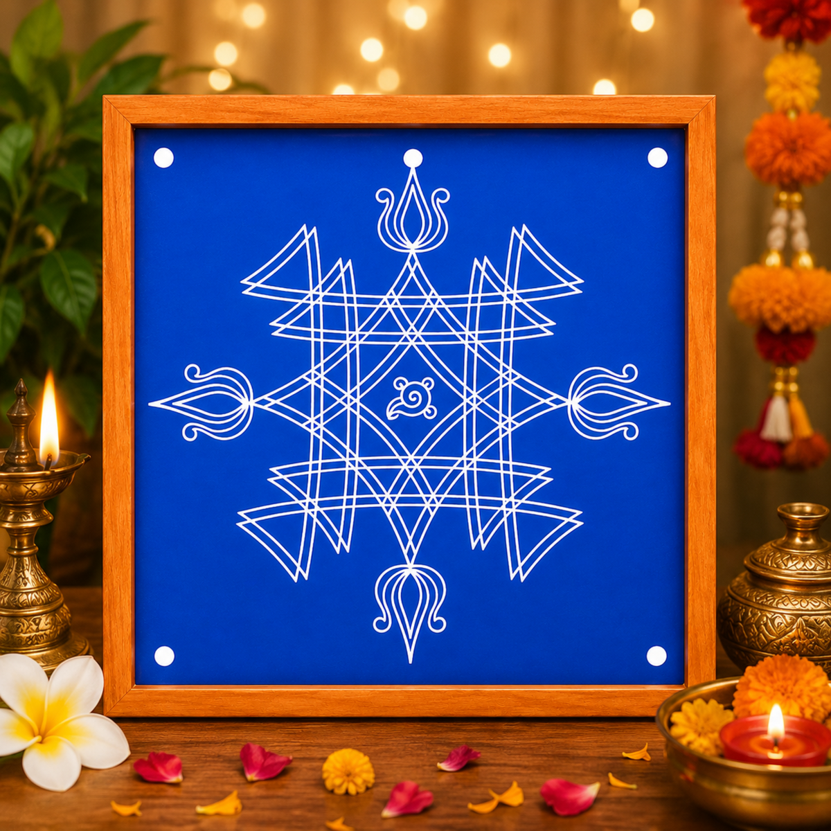 Rangly  Iyengar Padi Kolam Rangoli Stencil  10×10 Inches Pack of 1 piece