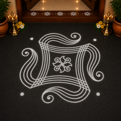 Rangly Iyengar Padi Kolam Rangoli Stencil Model 3 Wooden 10×10 Inches  Pack of 1 piece