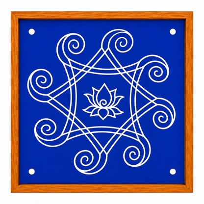 Rangly Iyengar Padi Kolam Rangoli Stencil Model 2 Wooden 10×10 Inches  Pack of 1 piece