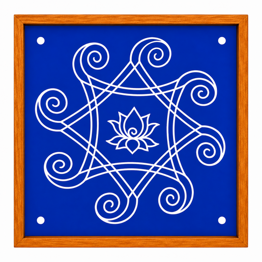 Rangly Iyengar Padi Kolam Rangoli Stencil Model 2 Wooden 10×10 Inches  Pack of 1 piece