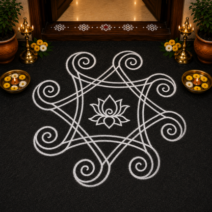 Rangly Iyengar Padi Kolam Rangoli Stencil Model 2 Wooden 10×10 Inches  Pack of 1 piece