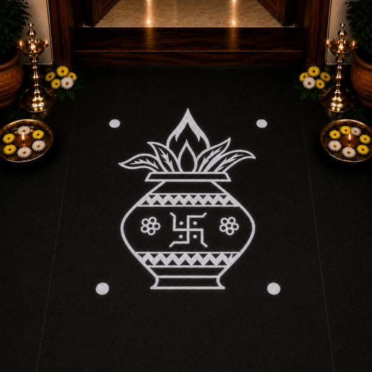 Rangly Temple Kalasam Rangoli Stencil Wooden 16*16 Inches Pack of 1 piece