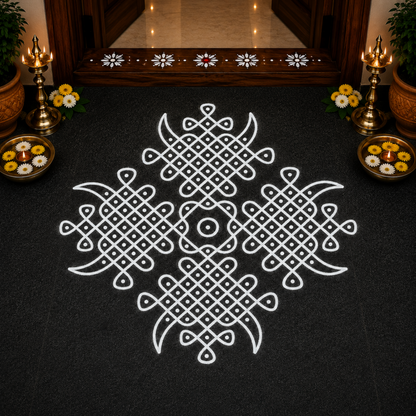 Rangly Kambi Kolam Model 1 Rangoli Stencil Wooden  10x10 Inches  Pack of 1 Piece