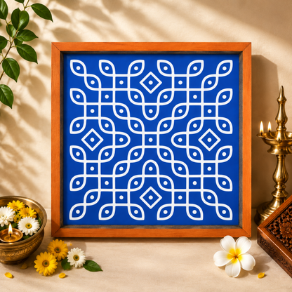 Rangly Kambi Kolam Model 2 Rangoli Stencil Wooden  10x10 Inches  Pack of 1 Piece