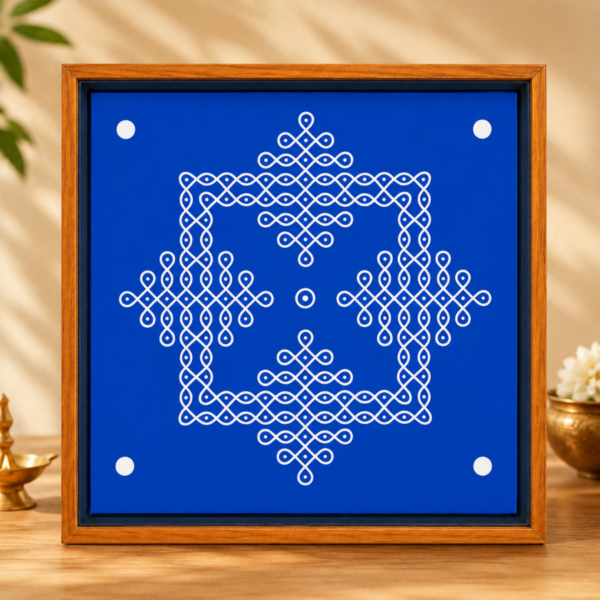 Rangly Kambi Kolam Model 4 Rangoli Stencil Wooden  10x10 Inches  Pack of 1 Piece