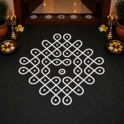Rangly Kambi Kolam Model 5 Rangoli Stencil Wooden  10x10 Inches  Pack of 1 Piece