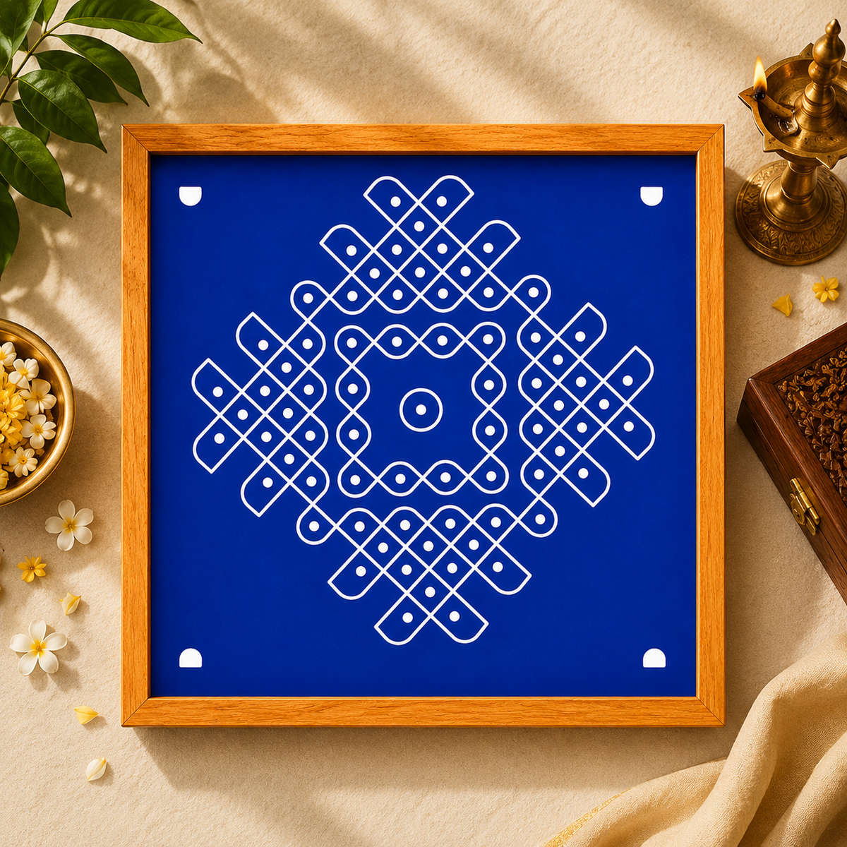 Rangly Kambi Kolam Model 5 Rangoli Stencil Wooden  10x10 Inches  Pack of 1 Piece