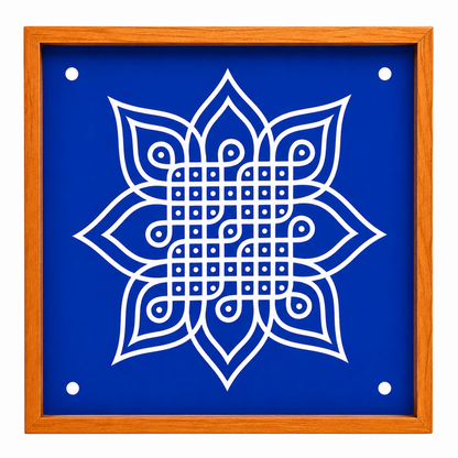 Rangly Kambi Kolam Model 7  Rangoli Stencil Wooden  10x10 Inches  Pack of 1 Piece
