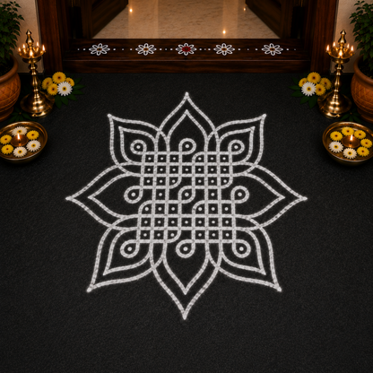 Rangly Kambi Kolam Model 7  Rangoli Stencil Wooden  10x10 Inches  Pack of 1 Piece