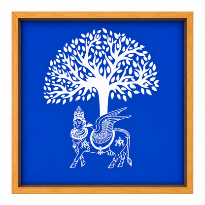 Rangly Karpaga Virutcham Tree With Kamadhenu Rangoli Stencil Wooden  10x10 Inches  Pack of 1 Piece