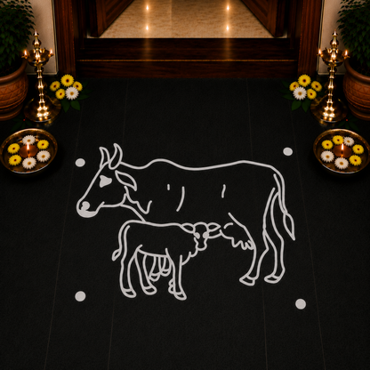 Rangly Komatha Kolam Rangoli Stencil Wooden,  5 × 5 Inches Pack of 1 Piece