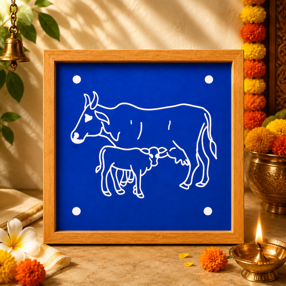 Rangly Komatha Kolam Rangoli Stencil Wooden,  5 × 5 Inches Pack of 1 Piece