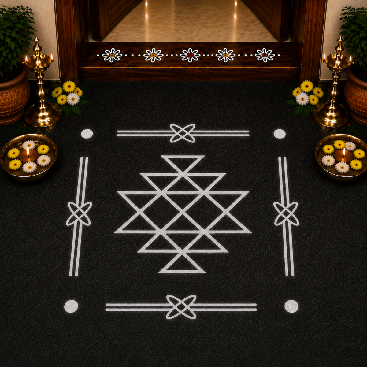 Rangly Kubera Kolam Rangoli Stencil Wooden 5X5 inches  Pack of 1 piece