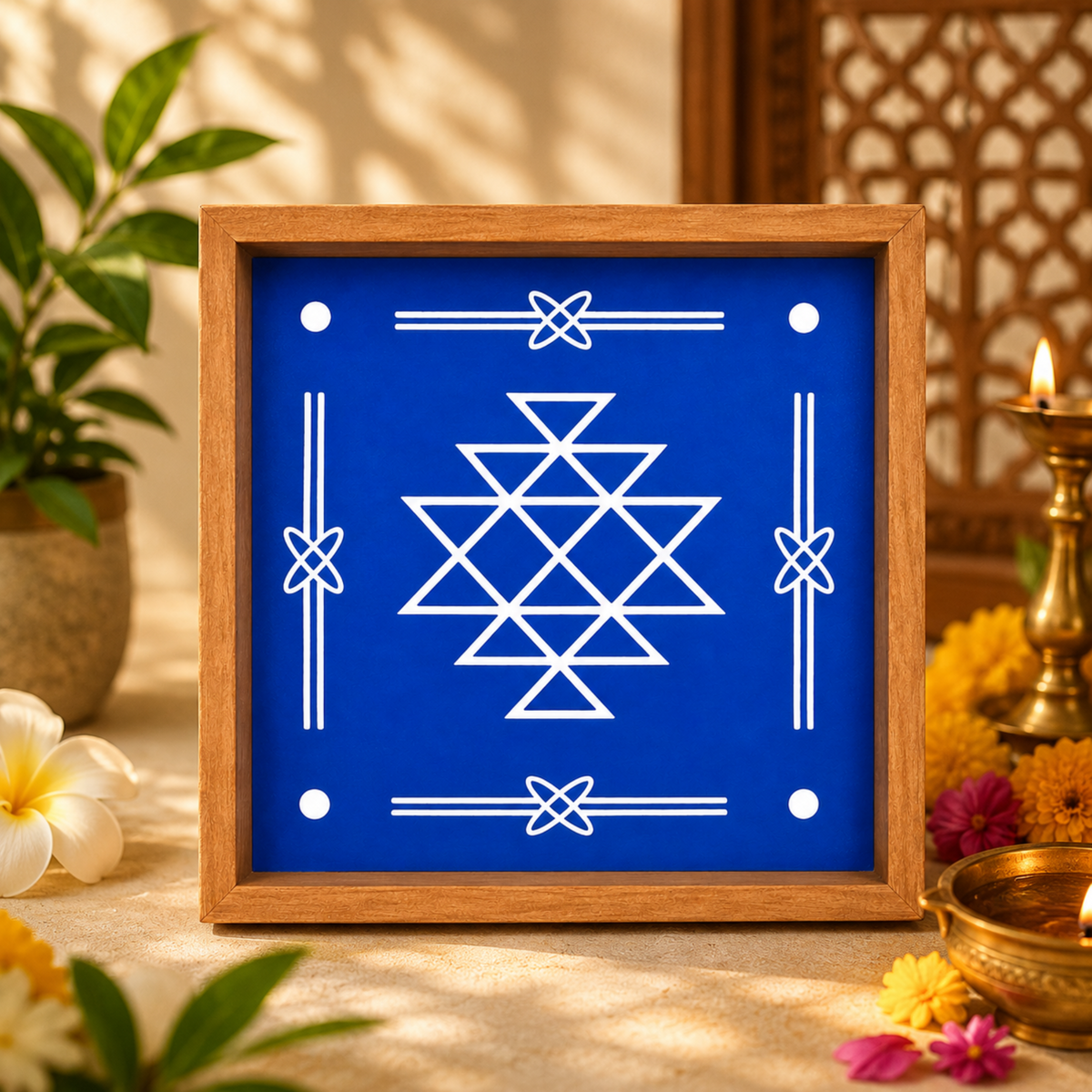 Rangly Kubera Kolam Rangoli Stencil Wooden 5X5 inches  Pack of 1 piece