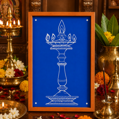 Rangly Kuthu Vilaku Rangoli Stencil Wooden 10x10 Inches Pack of 1 piece