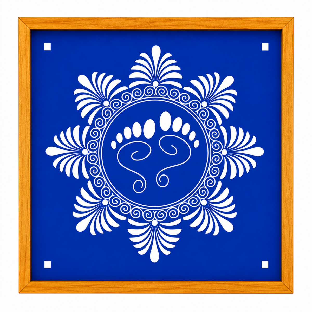 Rangly Lakshmi Padam with Flower  Rangoli Stencil Wooden  10x10 Inches  Pack of 1 Piece