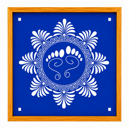 Rangly Lakshmi Padam with Flower  Rangoli Stencil Wooden  10x10 Inches  Pack of 1 Piece