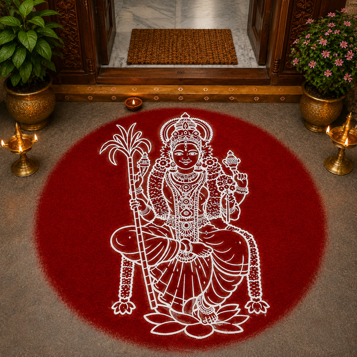 "Lalitha Tripura Sundari"God Face Rangoli wooden Stencil -Elevate Your Spiritual Space
