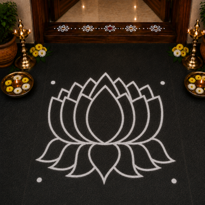 Rangly Lotus  Rangoli Stencil  Wooden 5x5 Inches  Pack of 1 Piece