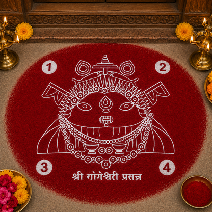 Rangly  Maa Durga Face Rangoli Design Stencil Wooden 10x10 Inches Pack of 1 piece