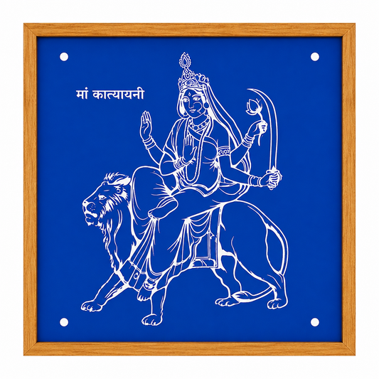 ರಂಗ್ಲಿ "ಮಾ ಕತ್ಯಾಯನಿ" ರಂಗೋಲಿ ವಿನ್ಯಾಸ ಸ್ಟೆನ್ಸಿಲ್ ವುಡನ್ 10x10 ಇಂಚುಗಳ 1 ಪೀಸ್ ಪ್ಯಾಕ್