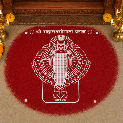 Rangly Mahalakshmi Mata Rangoli Design Stencil Wooden 10x10 Inches Pack of 1 piece