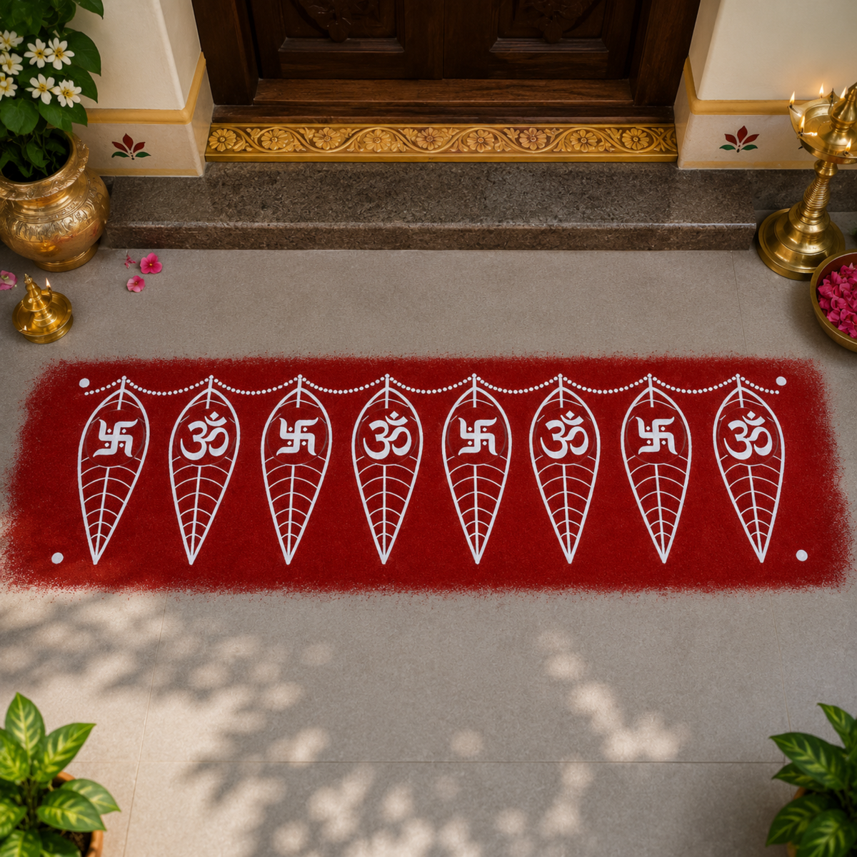 Rangly Mango Leaf Toran Rangoli Stencil Wooden 17x5 Inches  Pack of 1 Piece
