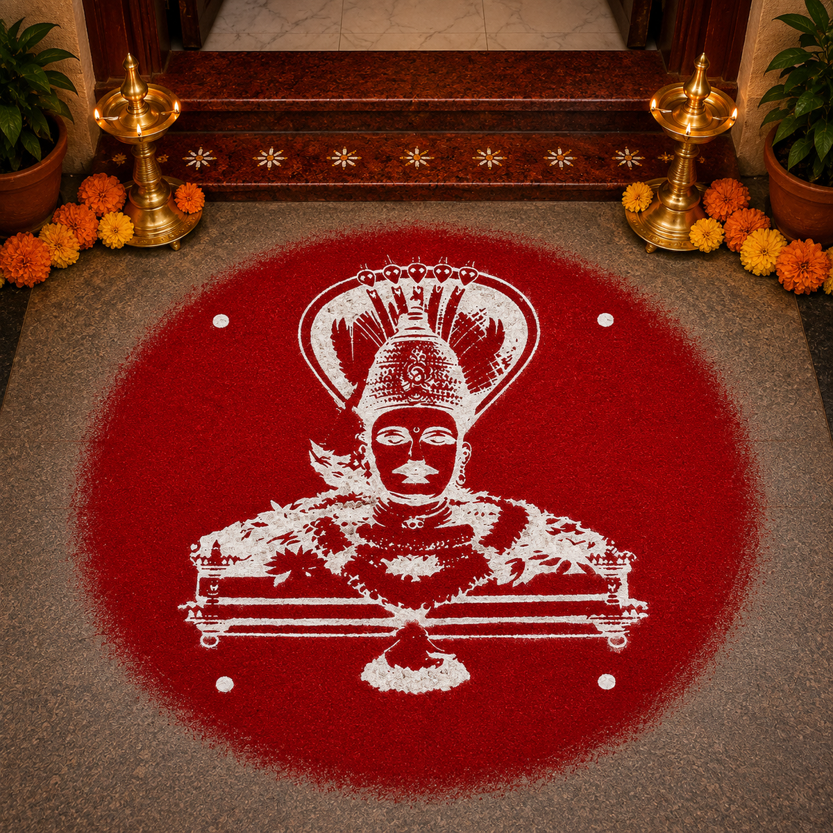 Rangly Mariyamman Rangoli Design Stencil Wooden 10x10 Inches Pack of 1 piece