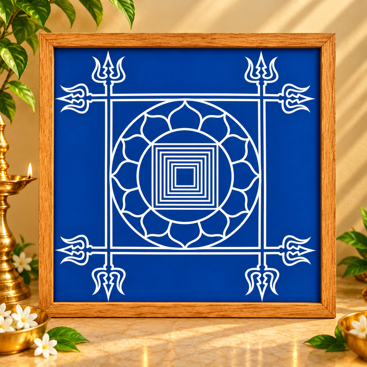 Mrithvigayam Wooden Rangoli Stencil – Traditional Temple Design