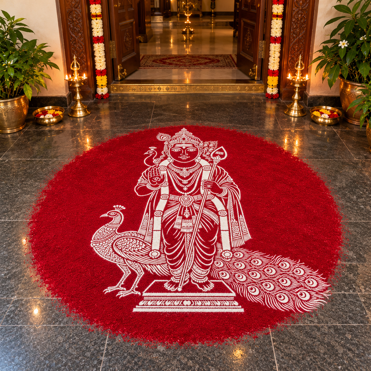 God Murugan Kolam Stencil Y48 : Divine Protection & Valor