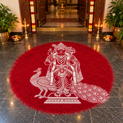 God Murugan Kolam Stencil Y48 : Divine Protection & Valor