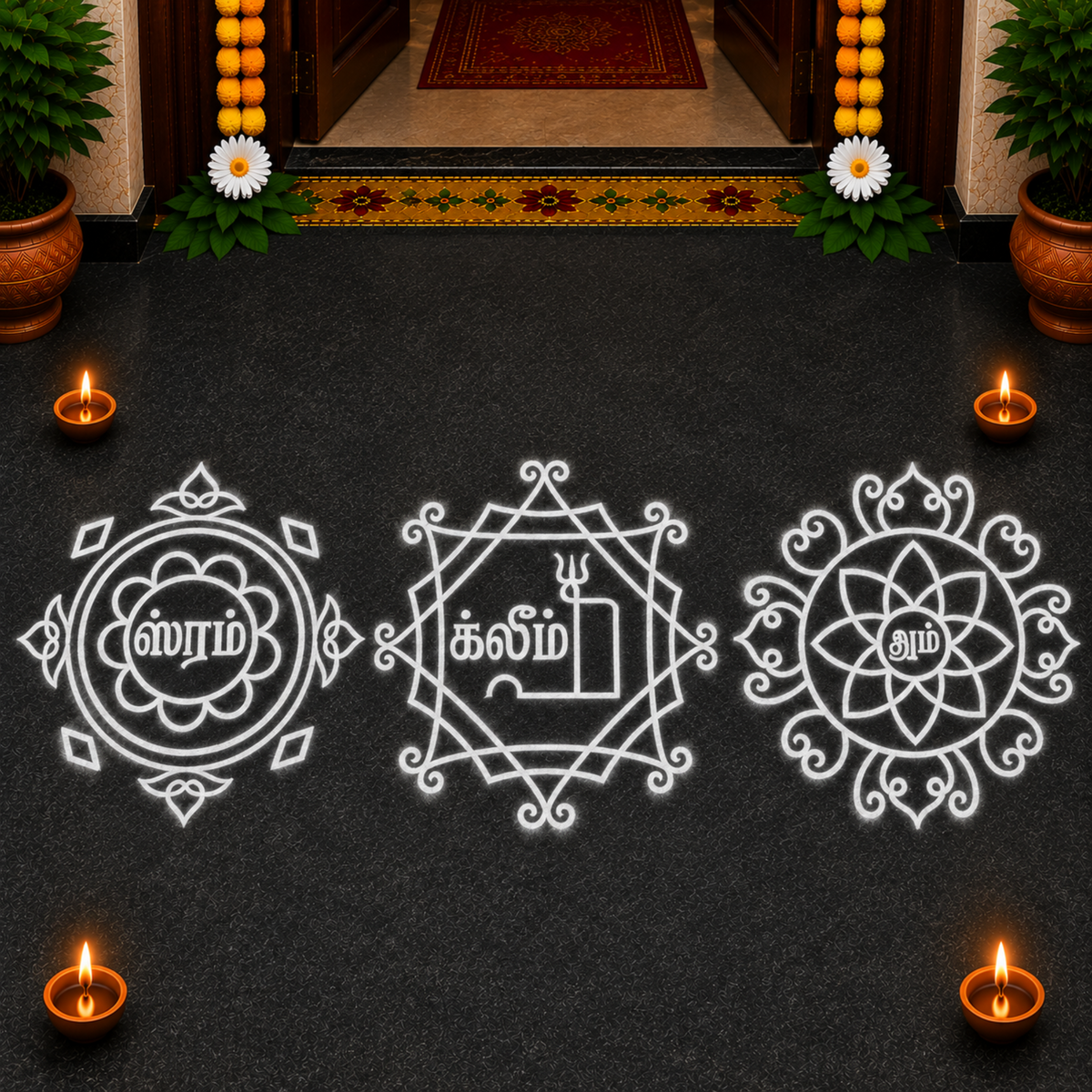 Rangly Navagraha Kolam Stencil Tamil(Model 3) 17x5 Inches  Pack of 1 Piece