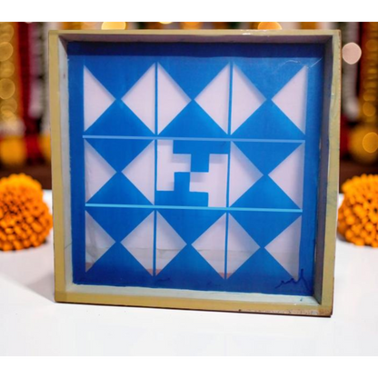 Navakam Yantra Design Stencil Wooden Frame 16x16 Inches Pack of 1 piece