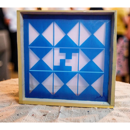 Navakam Yantra Design Stencil Wooden Frame 16x16 Inches Pack of 1 piece