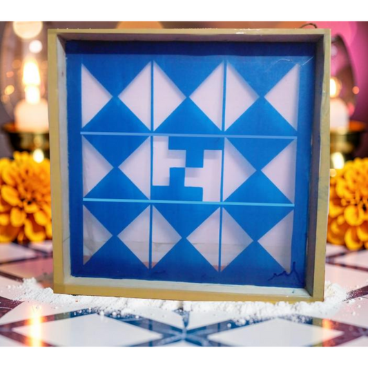 Navakam Yantra Design Stencil Wooden Frame 30x30 Inches Pack of 1 piece