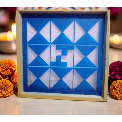 Navakam Yantra Design Stencil Wooden Frame 16x16 Inches Pack of 1 piece