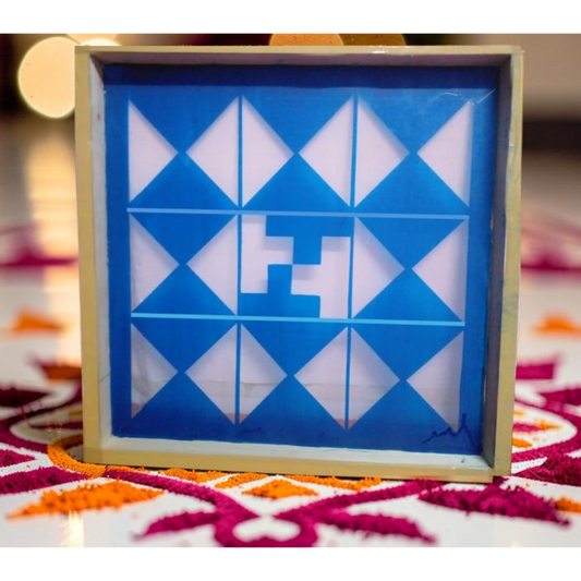 Navakam Yantra Design Stencil Wooden Frame 40x40 Inches Pack of 1 piece