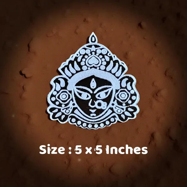 Rangly Maa Durga Face  Rangoli Stencil Wooden 5x5 Inches  Pack of 1 Piece