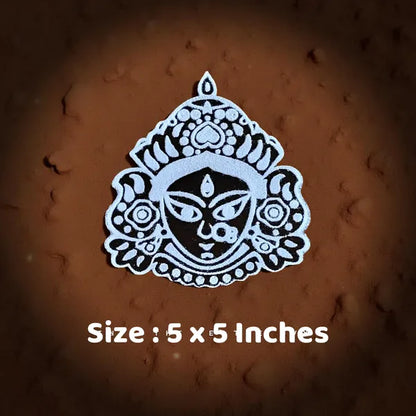 Rangly Maa Durga Face  Rangoli Stencil Wooden 5x5 Inches  Pack of 1 Piece