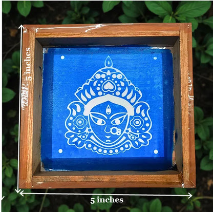 Rangly Maa Durga Face  Rangoli Stencil Wooden 5x5 Inches  Pack of 1 Piece