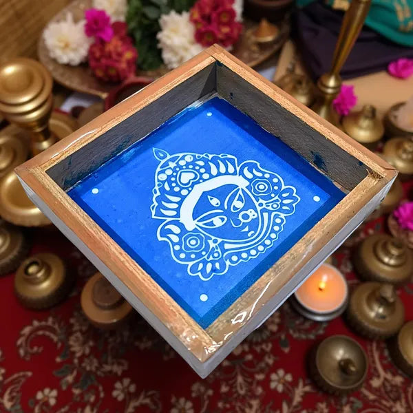 Rangly Maa Durga Face  Rangoli Stencil Wooden 5x5 Inches  Pack of 1 Piece