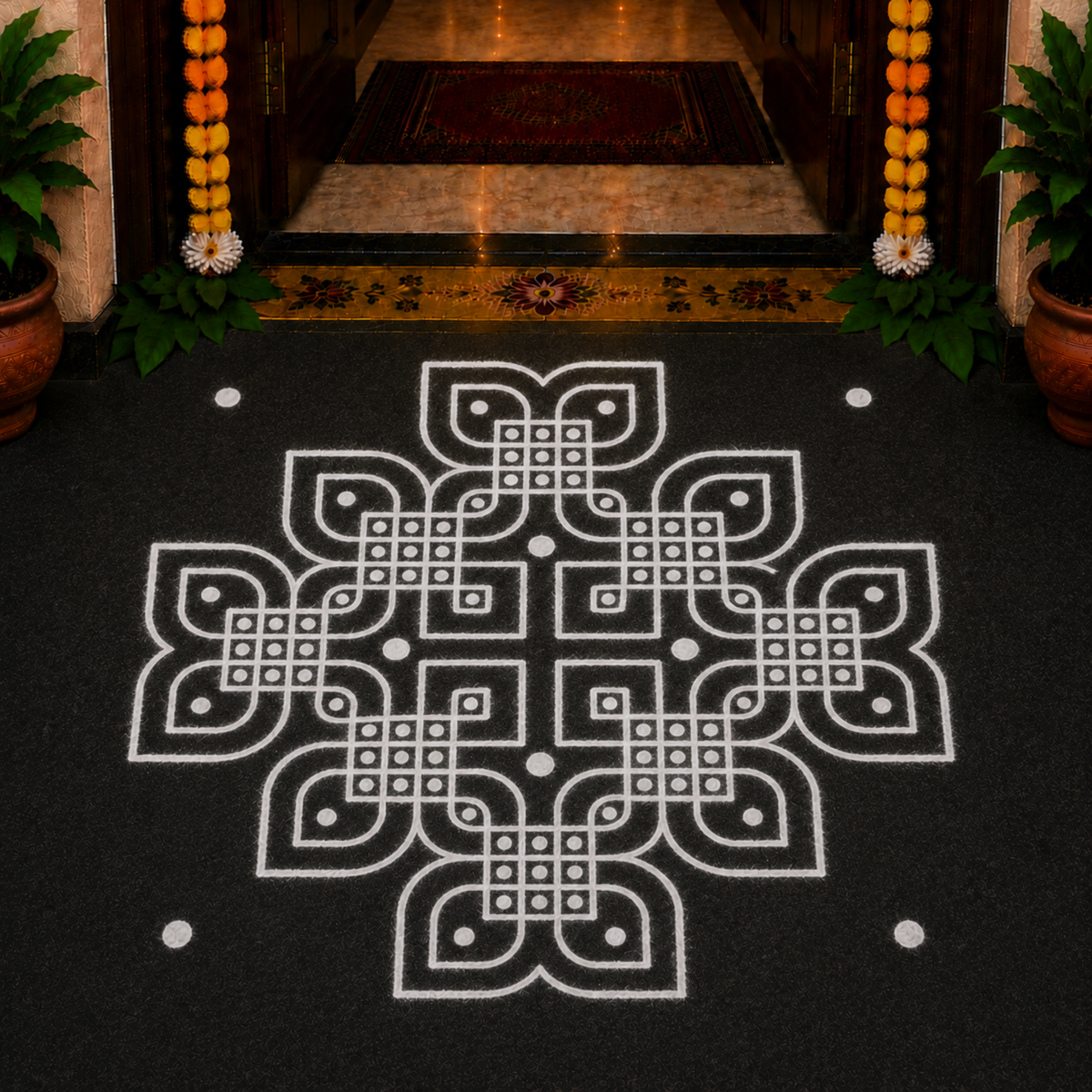 "Padi Kolam' Model 3 Rangoli  Stencil  Wooden  Pack of 1 piece