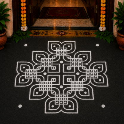 "Padi Kolam' Model 3 Rangoli  Stencil  Wooden  Pack of 1 piece