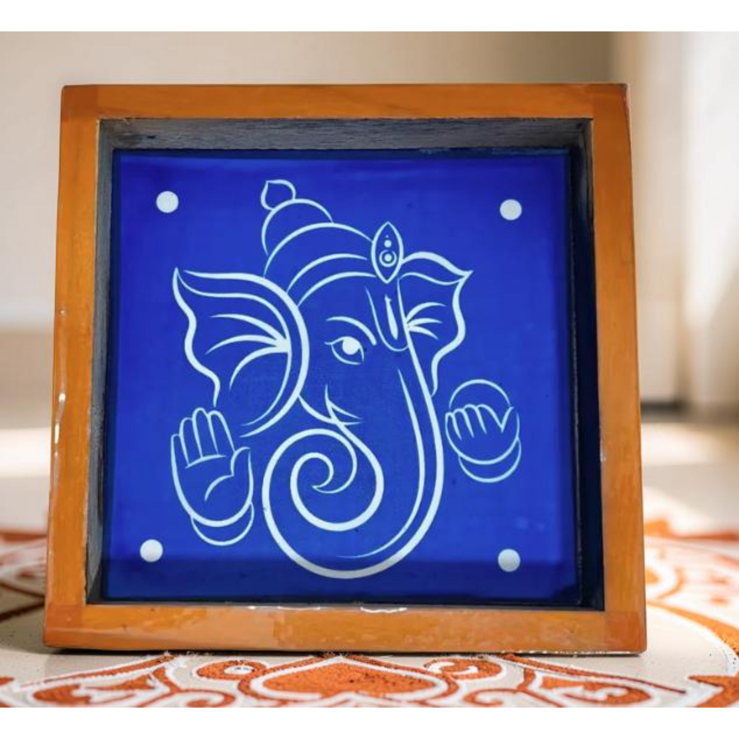 Portrait Ganesha Face Kolam Stencil - Elegant Divine Expression