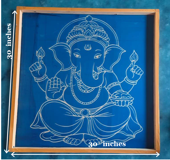 Rangly Jumbo Ganesh  Rangoli Stencil Wooden  30x30 Inches  Pack of 1 Piece